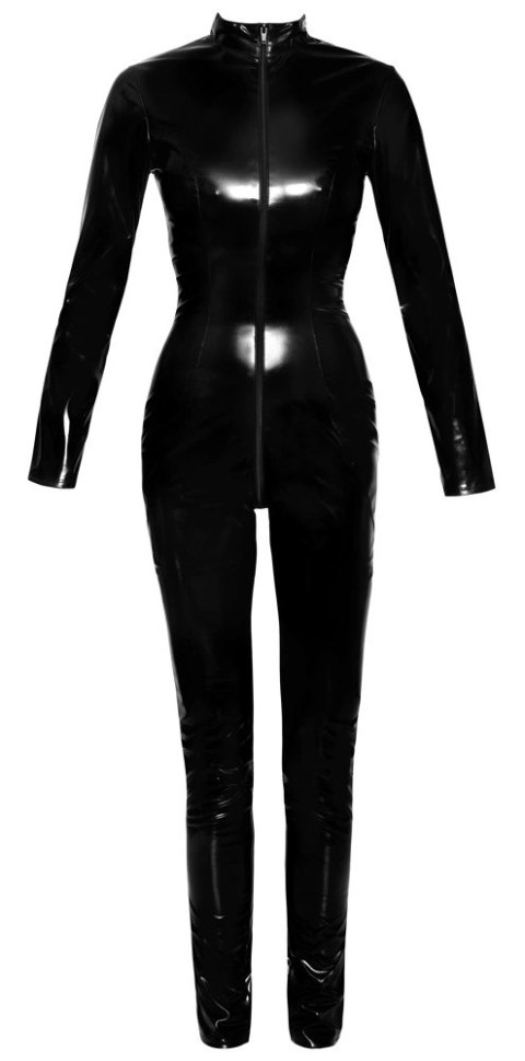 Black Level - Czarny Długi Obcisły Kombinezon Z Połyskiem 2XL Black Level - Czarny Długi Obcisły Kombinezon Z Połyskiem 2XL