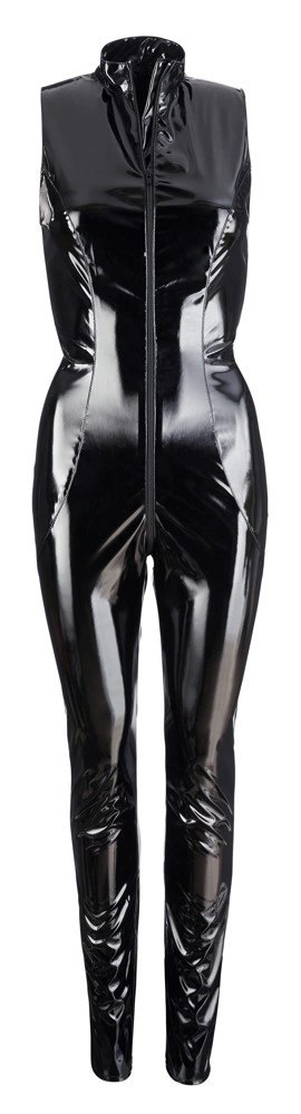 Black Level - Czarny Długi Vinylowy Kombinezon Z Zamkiem S Black Level - Czarny Długi Vinylowy Kombinezon Z Zamkiem S