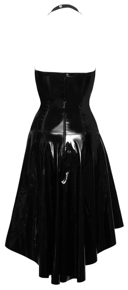 Black Level - Vinylowa Sukienka Wiązana Z Głębokim Dekoltem 2XL Black Level - Vinylowa Sukienka Wiązana Z Głębokim Dekoltem 2XL