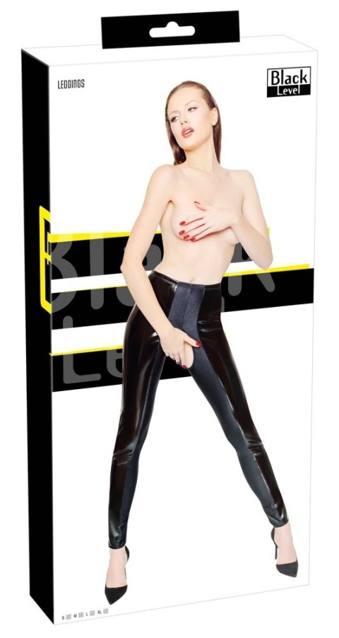 Black Level - Vinylowe Legginsy Bez Kroku Czarne S Black Level - Vinylowe Legginsy Bez Kroku Czarne S