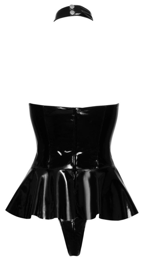Black Level - Czarne Vinylowe Body Z Dołączoną Spódnicą S Black Level - Czarne Vinylowe Body Z Dołączoną Spódnicą S