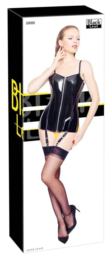 Black Level - Seksowny Vinylowy Gorset Na Suwak XL Black Level - Seksowny Vinylowy Gorset Na Suwak XL