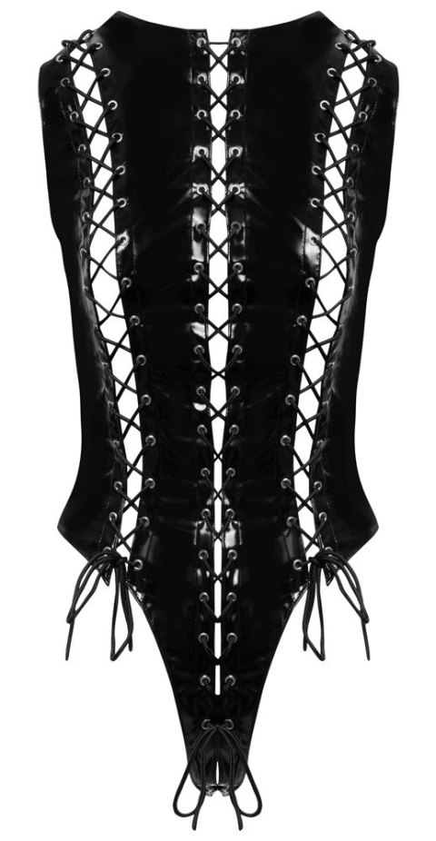 Black Level - Vinylowe Body Wiązane Sznureczkami Czarne XL Black Level - Vinylowe Body Wiązane Sznureczkami Czarne XL
