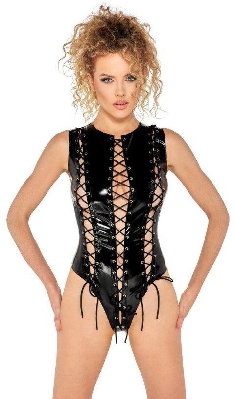 Black Level - Vinylowe Body Wiązane Sznureczkami Czarne M Black Level - Vinylowe Body Wiązane Sznureczkami Czarne M