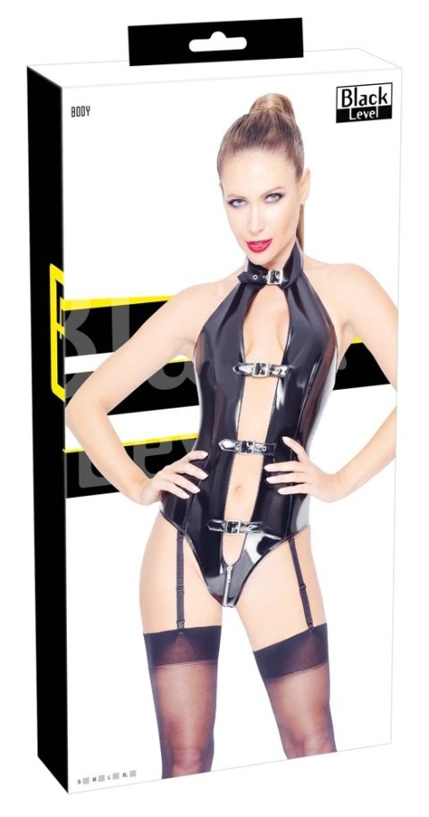 Black Level - Vinylowe Body Z Zamkiem W Kroku I Szelkami S Black Level - Vinylowe Body Z Zamkiem W Kroku I Szelkami S