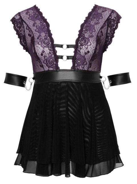 Cottelli Bondage - Seksowna Babydoll Z Fioletową Koronką I Dodatkami Bondage 2XL Cottelli Bondage - Seksowna Babydoll Z Fioletową Koronką I Dodatkami Bondage 2XL