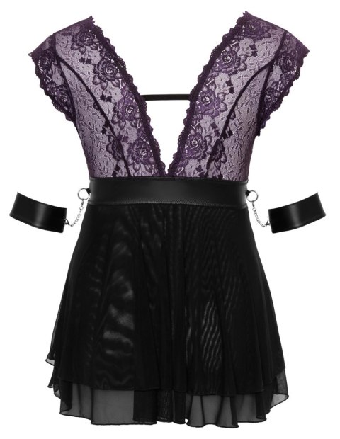 Cottelli Bondage - Seksowna Babydoll Z Fioletową Koronką I Dodatkami Bondage 2XL Cottelli Bondage - Seksowna Babydoll Z Fioletową Koronką I Dodatkami Bondage 2XL