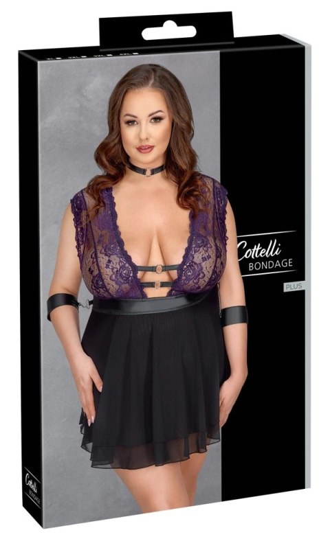 Cottelli Bondage - Seksowna Babydoll Z Fioletową Koronką I Dodatkami Bondage 4XL Cottelli Bondage - Seksowna Babydoll Z Fioletową Koronką I Dodatkami Bondage 4XL