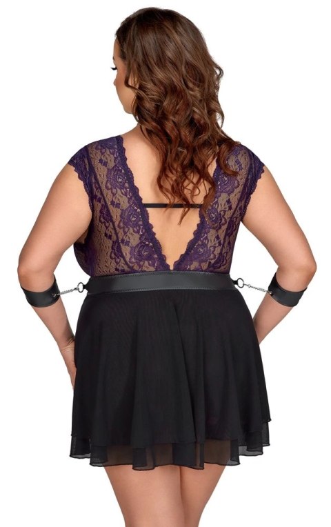 Cottelli Bondage - Seksowna Babydoll Z Fioletową Koronką I Dodatkami Bondage 4XL Cottelli Bondage - Seksowna Babydoll Z Fioletową Koronką I Dodatkami Bondage 4XL