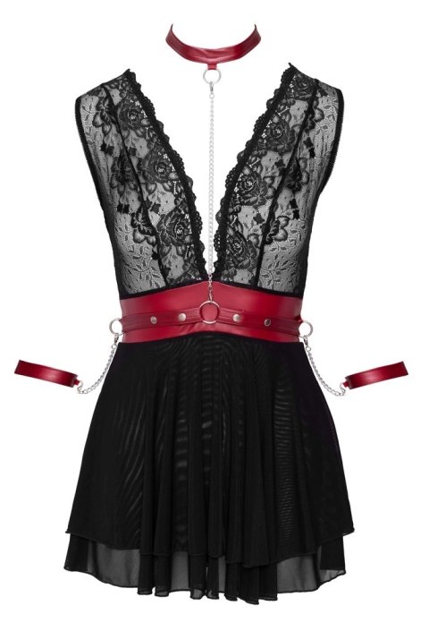 Cottelli Bondage - Seksowna Czarna Babydoll Z Czerwoną Obrożą Pasem I Mankietami M Cottelli Bondage - Seksowna Czarna Babydoll Z Czerwoną Obrożą Pasem I Mankietami M