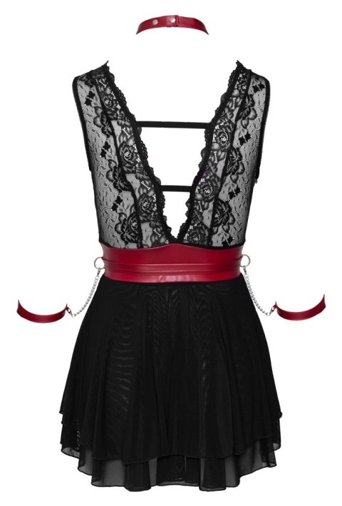 Cottelli Bondage - Seksowna Czarna Babydoll Z Czerwoną Obrożą Pasem I Mankietami S Cottelli Bondage - Seksowna Czarna Babydoll Z Czerwoną Obrożą Pasem I Mankietami S
