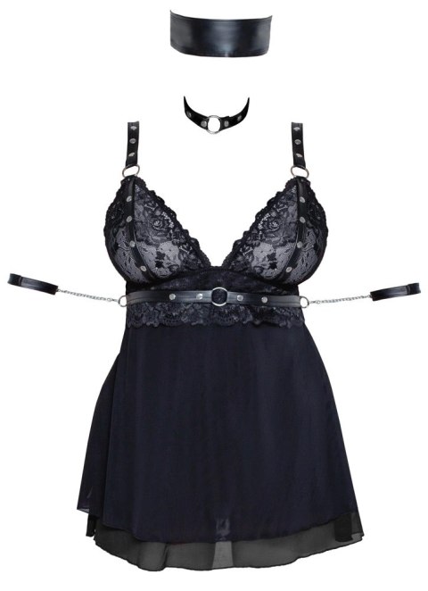 Cottelli Bondage - Seksowna Sukienka Z Dodatkiem Koronki + Obroża I Mankiety 4XL Cottelli Bondage - Seksowna Sukienka Z Dodatkiem Koronki + Obroża I Mankiety 4XL