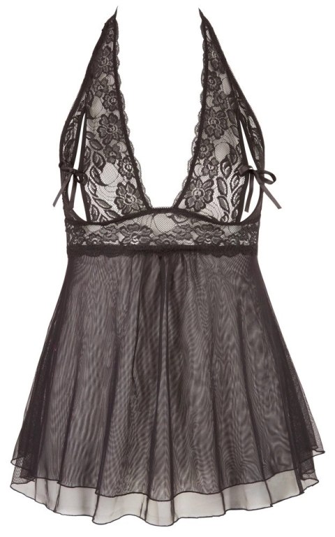 Cottelli CURVES - Seksowna Babydoll Z Rozcięciem Na Piersiach I Kokardką Czarna 2XL Cottelli CURVES - Seksowna Babydoll Z Rozcięciem Na Piersiach I Kokardką Czarna 2XL