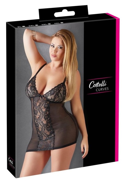 Cottelli CURVES - Seksowna Sukienka Bieliźniana Z Koronką Czarna 4XL Cottelli CURVES - Seksowna Sukienka Bieliźniana Z Koronką Czarna 4XL