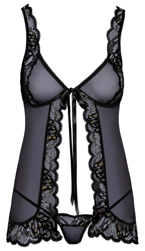 Kissable - Seksowna Koszulka Nocna Z Koronką + Stringi Czarne L/XL Kissable - Seksowna Koszulka Nocna Z Koronką + Stringi Czarne L/XL