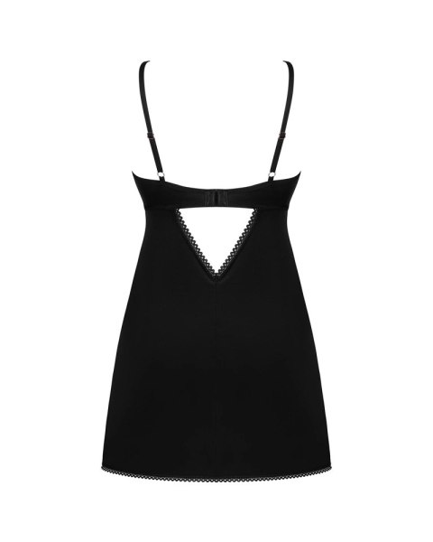 Obsessive - Seksowna Czarna Sukienka Z Różowa Kwiatową Koronką Na Biuście + Stringi Rosenty XL/2XL Obsessive - Seksowna Czarna Sukienka Z Różowa Kwiatową Koronką Na Biuście + Stringi Rosenty XL/2XL