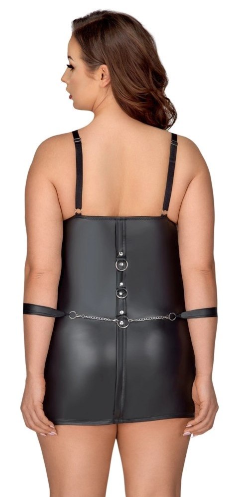 Cottelli Bondage - Matowa Krótka Sukienka Z Mankietami I Ozdobnymi Pierścieniami 2XL Cottelli Bondage - Matowa Krótka Sukienka Z Mankietami I Ozdobnymi Pierścieniami 2XL