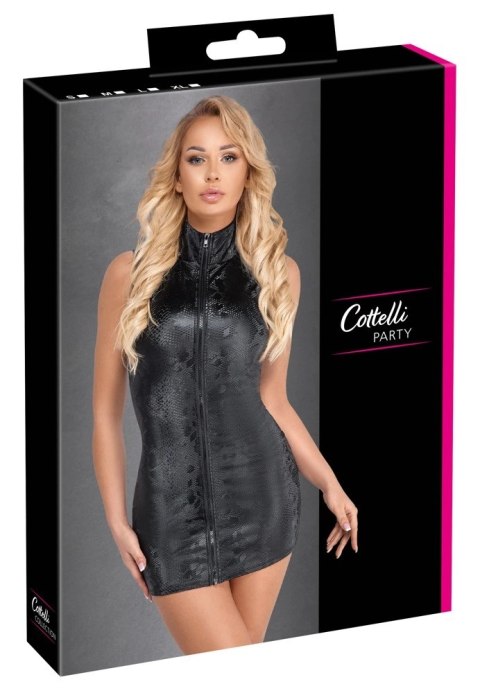 Cottelli PARTY - Obcisła Mini Sukienka Z Kołnierzykiem Matowa Skóra Węża S Cottelli PARTY - Obcisła Mini Sukienka Z Kołnierzykiem Matowa Skóra Węża S