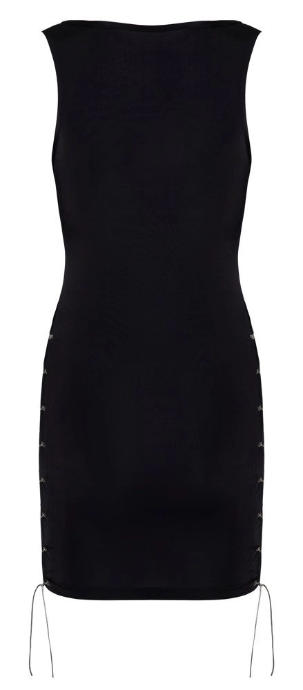 Cottelli PARTY - Seksowna Czarna Mini Sukienka Ze Srebrnymi Sznureczkami XL Cottelli PARTY - Seksowna Czarna Mini Sukienka Ze Srebrnymi Sznureczkami XL