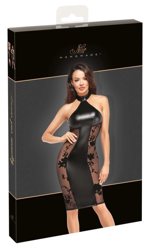 Noir - Obcisła Matowo-Błyszcząca Sukienka Z Eleganckimi Wstawkami Po Bokach M Noir - Obcisła Matowo-Błyszcząca Sukienka Z Eleganckimi Wstawkami Po Bokach M