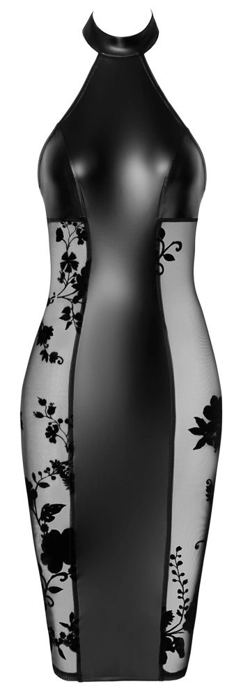 Noir - Obcisła Matowo-Błyszcząca Sukienka Z Eleganckimi Wstawkami Po Bokach M Noir - Obcisła Matowo-Błyszcząca Sukienka Z Eleganckimi Wstawkami Po Bokach M