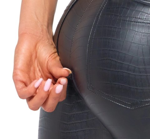 Noir - Seksowne Spodnie Z Suwakiem W Kroczu Skóra Węża XL Noir - Seksowne Spodnie Z Suwakiem W Kroczu Skóra Węża XL