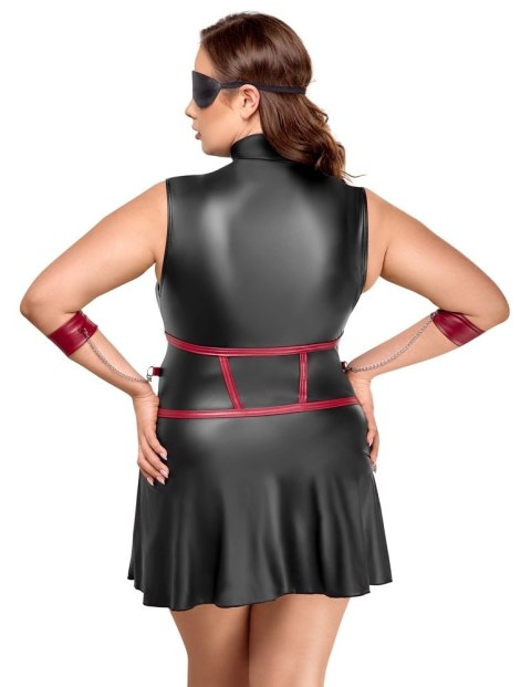 Cottelli Bondage - Czarna Matowa Sukienka Z Czerwonymi Wstawkami I Mankietami 2XL Cottelli Bondage - Czarna Matowa Sukienka Z Czerwonymi Wstawkami I Mankietami 2XL