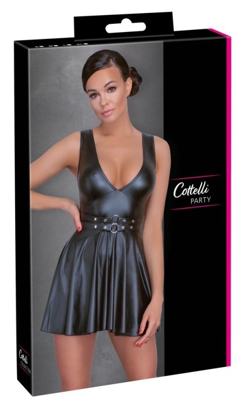 Cottelli PARTY - Seksowna Matowa Sukienka Z Głębokim Dekoltem Czarna XL Cottelli PARTY - Seksowna Matowa Sukienka Z Głębokim Dekoltem Czarna XL