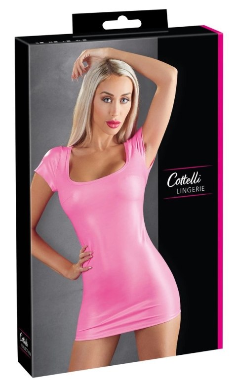 Cottelli PARTY - Seksowna Różowa Mini Sukienka Z Okrągłym Dekoltem S Cottelli PARTY - Seksowna Różowa Mini Sukienka Z Okrągłym Dekoltem S