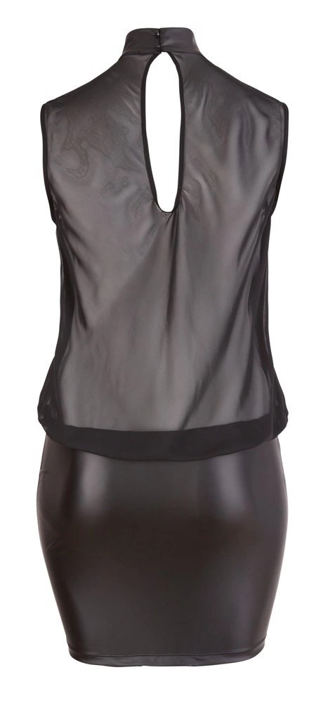 Cottelli CURVES - Seksowna Mini Sukienka Z Siateczką U Góry Czarna 4XL Cottelli CURVES - Seksowna Mini Sukienka Z Siateczką U Góry Czarna 4XL