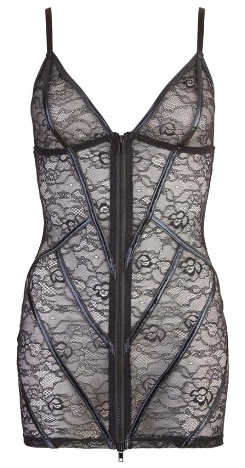 Cottelli LINGERIE - Seksowna Rozpinana Sukienka Z Kwiatowej Koronki Czarna S Cottelli LINGERIE - Seksowna Rozpinana Sukienka Z Kwiatowej Koronki Czarna S
