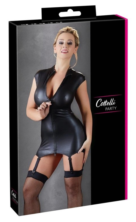 Cottelli PARTY - Seksowna Krótka Sukienka Z Wysokim Dekoltem Czarny Mat XL Cottelli PARTY - Seksowna Krótka Sukienka Z Wysokim Dekoltem Czarny Mat XL