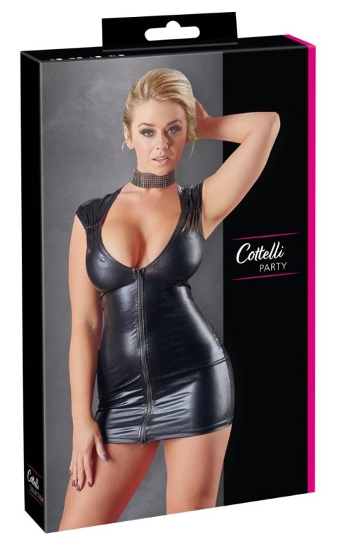 Cottelli PARTY - Seksowna Mini Sukienka Z Głębokim Dekoltem Czarna XL Cottelli PARTY - Seksowna Mini Sukienka Z Głębokim Dekoltem Czarna XL