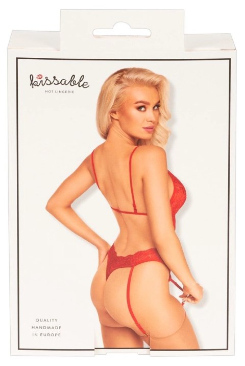 Kissable - Eleganckie Koronkowe Czerwone Body Z Paskami Do Pończoch S/M Kissable - Eleganckie Koronkowe Czerwone Body Z Paskami Do Pończoch S/M