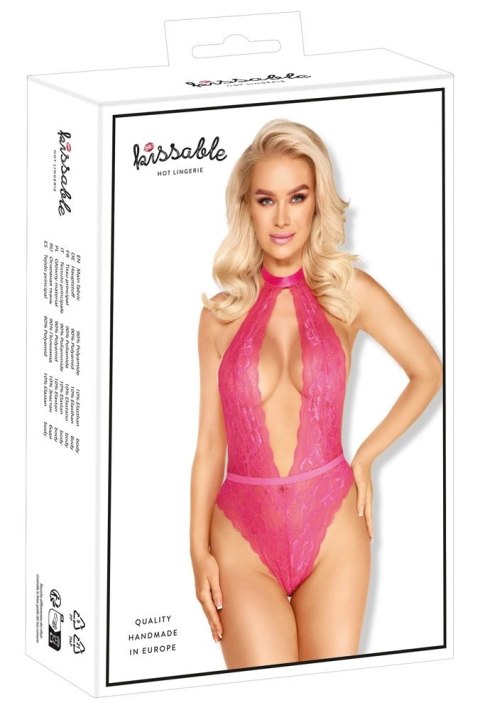 Kissable - Figlarne Body Z Różowej Seksownej Koronki L/XL Kissable - Figlarne Body Z Różowej Seksownej Koronki L/XL