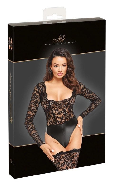 Noir - Seksowne Koronkowe Body Z Matowym Dołem Czarne M Noir - Seksowne Koronkowe Body Z Matowym Dołem Czarne M