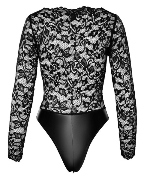 Noir - Seksowne Koronkowe Body Z Matowym Dołem Czarne M Noir - Seksowne Koronkowe Body Z Matowym Dołem Czarne M