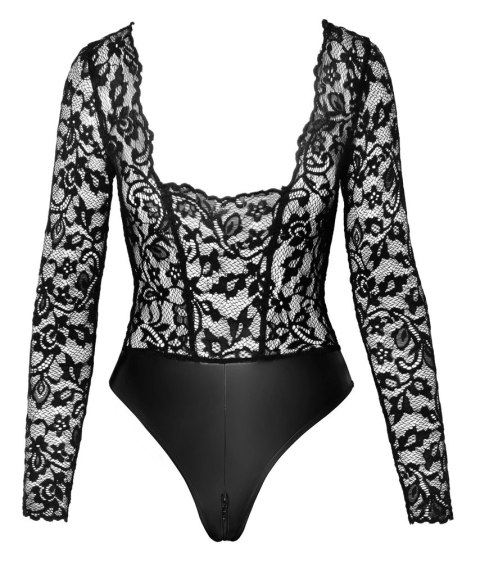 Noir - Seksowne Koronkowe Body Z Matowym Dołem Czarne S Noir - Seksowne Koronkowe Body Z Matowym Dołem Czarne S