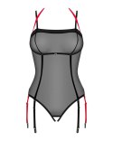 Obsessive - Półprzezroczyste Body Z Paskami Do Pończoch Bez Krocza Glandez XL/2XL