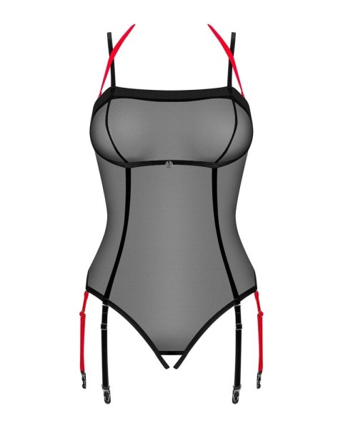 Obsessive - Półprzezroczyste Body Z Paskami Do Pończoch Bez Krocza Glandez XS/S Obsessive - Półprzezroczyste Body Z Paskami Do Pończoch Bez Krocza Glandez XS/S