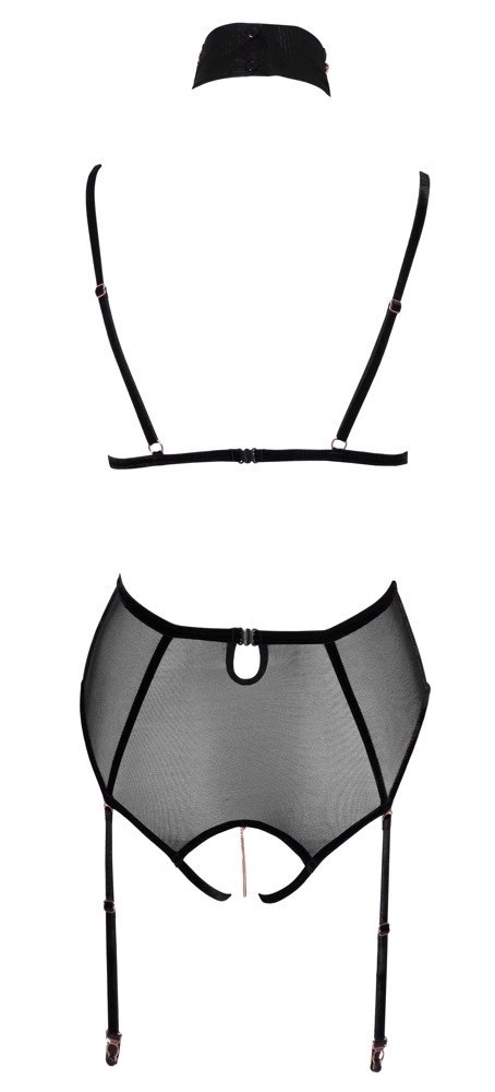 Abierta Fina - Body Bez Biustu I Z Ozdobną Biżuterią Z Różowego Złota XL Abierta Fina - Body Bez Biustu I Z Ozdobną Biżuterią Z Różowego Złota XL