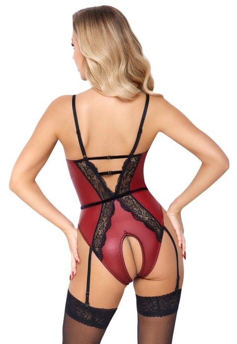 Abierta Fina - Seksowne Czerwone Body Z Elegancką Czarną Koronką L Abierta Fina - Seksowne Czerwone Body Z Elegancką Czarną Koronką L