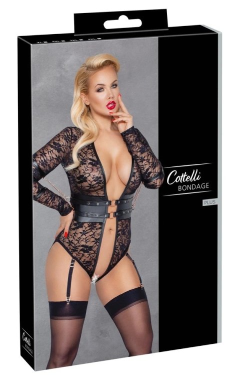 Cottelli Bondage - Koronkowe Body Z Mankietami Na Ręce Bez Kroku 4XL Cottelli Bondage - Koronkowe Body Z Mankietami Na Ręce Bez Kroku 4XL