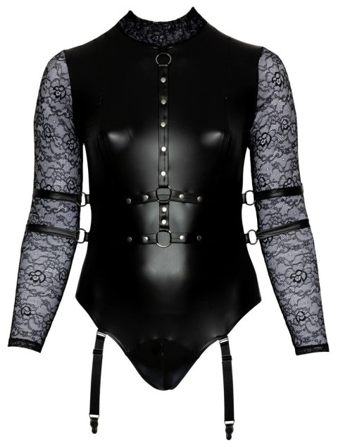 Cottelli Bondage - Seksowne Matowe Body Z Koronkowymi Rękawami 2XL Cottelli Bondage - Seksowne Matowe Body Z Koronkowymi Rękawami 2XL