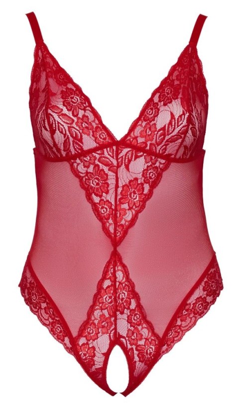 Cottelli CURVES - Czerwone Body Bez Krocza Z Delikatną Koronką XL Cottelli CURVES - Czerwone Body Bez Krocza Z Delikatną Koronką XL