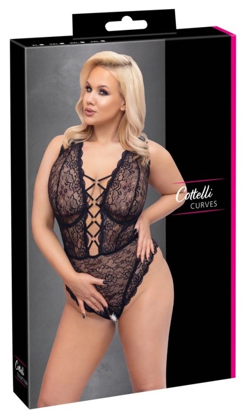 Cottelli CURVES - Seksowne Koronkowe Body Z Dodatkami Różowego Złota 85D/L Cottelli CURVES - Seksowne Koronkowe Body Z Dodatkami Różowego Złota 85D/L