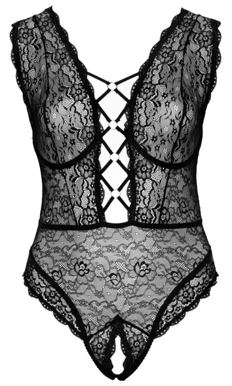 Cottelli CURVES - Seksowne Koronkowe Body Z Dodatkami Różowego Złota 95F/2XL Cottelli CURVES - Seksowne Koronkowe Body Z Dodatkami Różowego Złota 95F/2XL