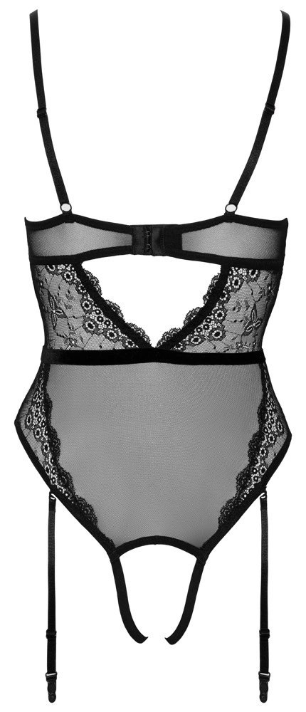 Cottelli LINGERIE - Czarne Koronkowe Body Z Perełkami W Kroczu M Cottelli LINGERIE - Czarne Koronkowe Body Z Perełkami W Kroczu M