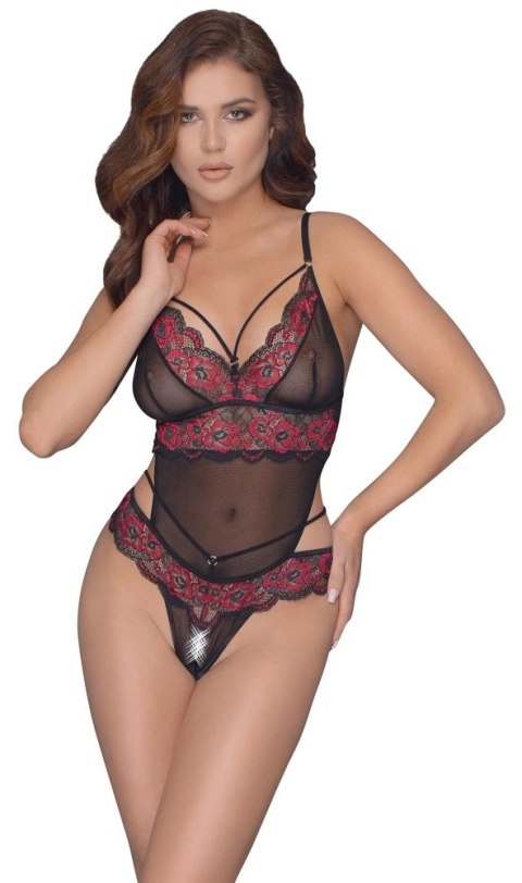 Cottelli LINGERIE - Gorące Body Z Dwukolorowej Koronki Z Kwiatowym Motywem S/M Cottelli LINGERIE - Gorące Body Z Dwukolorowej Koronki Z Kwiatowym Motywem S/M