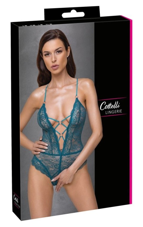 Cottelli LINGERIE - Seksowne Koronkowe Body Z Paseczkami Bez Krocza Zielone M Cottelli LINGERIE - Seksowne Koronkowe Body Z Paseczkami Bez Krocza Zielone M